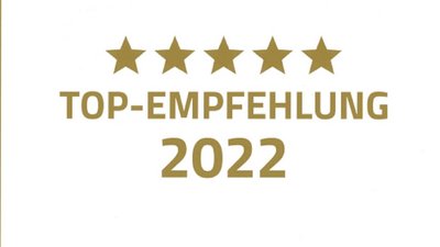 Schriftzug "Top-Empfehlung" und 5 Sterne